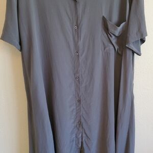 Eileen Fisher Womens High Low 100% Silk Button Up Dress. Missing Last Button